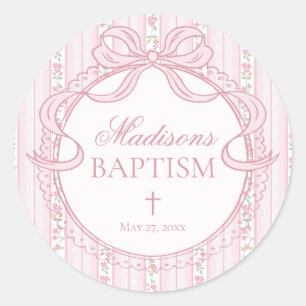 Sticker Rond Cachet d'enveloppe rose vintage fantaisie floral p