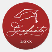 Sticker Rond Cachet d'enveloppe rouge cardinal avec script de r (Devant)