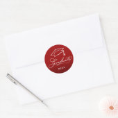 Sticker Rond Cachet d'enveloppe rouge cardinal avec script de r (Enveloppe)