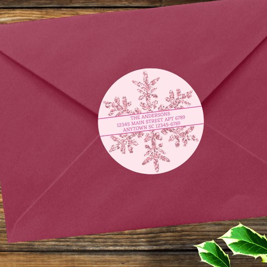 Sticker Rond Cachet d'enveloppe rustique chic rose glamour floc