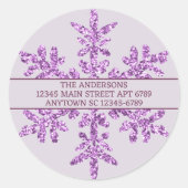 Sticker Rond Cachet d'enveloppe rustique chic violet flocon de  (Devant)