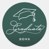 Sticker Rond Cachet d'enveloppe vert foncé pour diplôme (Devant)