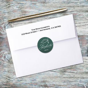 Sticker Rond Cachet d'enveloppe vert foncé pour diplôme