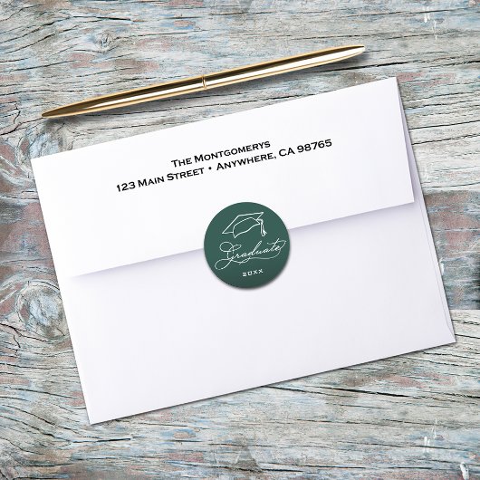 Sticker Rond Cachet d'enveloppe vert foncé pour diplôme