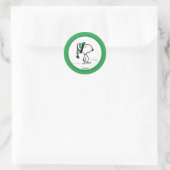 Sticker Rond Cachou | Snoopy Casquette verte de neige (Sac)