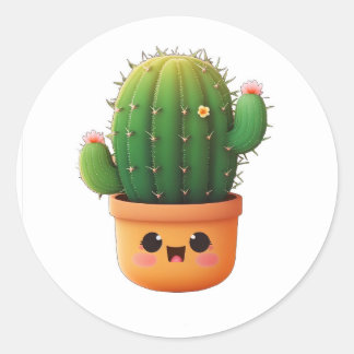 Sticker Rond Cactus 3d Cute kawaii