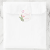 Sticker Rond Cactus à fleurs roses Baby shower à ballons (Sac)