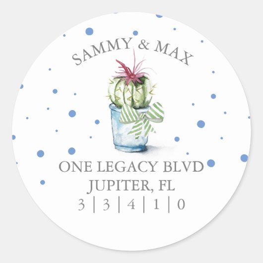 Sticker Rond Cactus bleu mou Retourner l'adresse Enveloppe Scea (Devant)