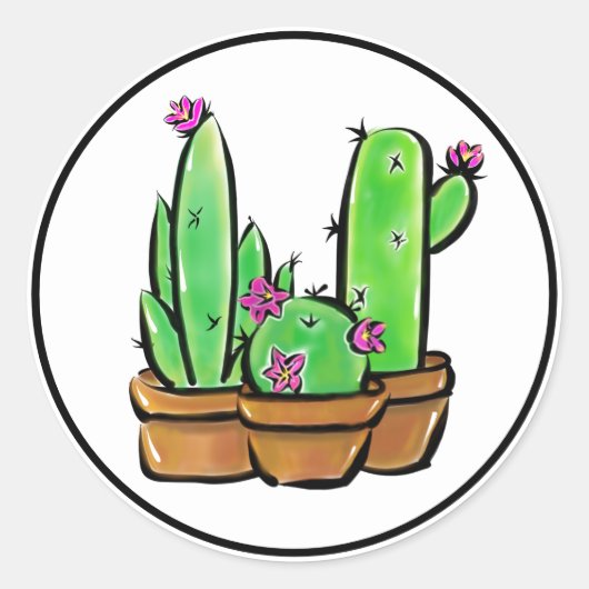 Sticker Rond Cactus cactus cactus succulents (Devant)