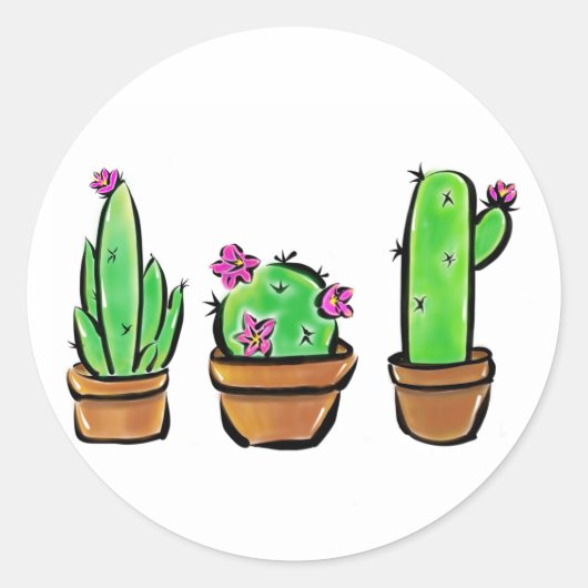 Sticker Rond Cactus cactus cactus succulents (Devant)