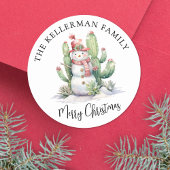 Sticker Rond Cactus Christmas