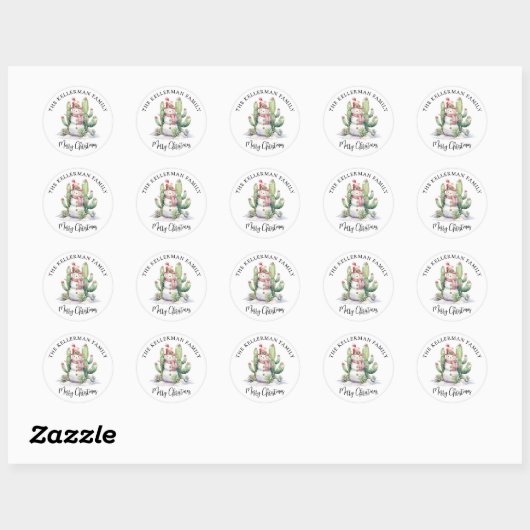 Sticker Rond Cactus Christmas (Feuille)