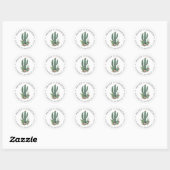 Sticker Rond Cactus colorés | Thème Désert | Adresse de retour (Feuille)