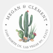 Sticker Rond Cactus colorés | Thème Désert | Adresse de retour (Devant)