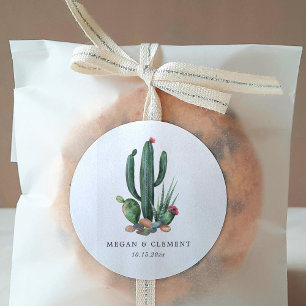 Sticker Rond Cactus colorés Thème Désert MARIAGE