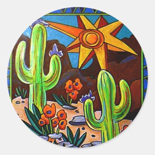 Sticker Rond Cactus dans le sud-ouest (Devant)