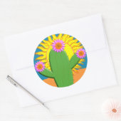 Sticker Rond Cactus Dans Une Journée Ensoleillée (Enveloppe)