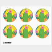 Sticker Rond Cactus Dans Une Journée Ensoleillée (Feuille)