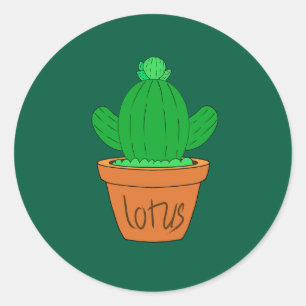 Sticker Rond Cactus de dessin animé