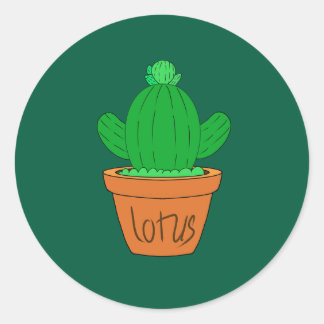 Sticker Rond Cactus de dessin animé