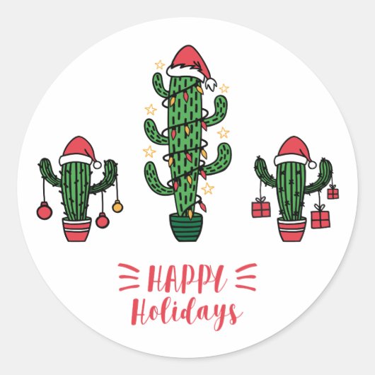 Sticker Rond cactus de Noël (Devant)
