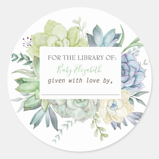 Sticker Rond Cactus de succulentes à l'aquarelle Grossesse  (Devant)