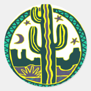 Sticker Rond Cactus de sud-ouest