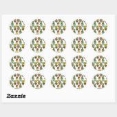 Sticker Rond Cactus Intérieur & Succulents Dans Les Pots Motif (Feuille)
