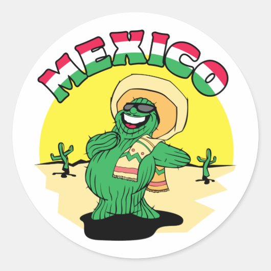 Sticker Rond Cactus mexicain (Devant)