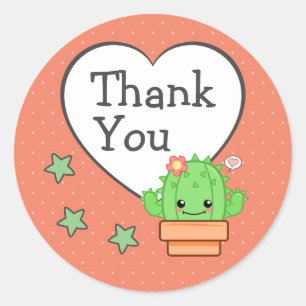 Sticker Rond Cactus mignon Merci