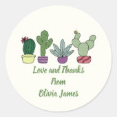 Sticker Rond Cactus mignons Pots Plantes Aimer Mon Motif Cactus (Devant)
