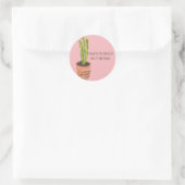 Sticker Rond Cactus Plante Terracotta main tirée rose (Sac)