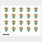 Sticker Rond Cactus portant Sombrero (Feuille)