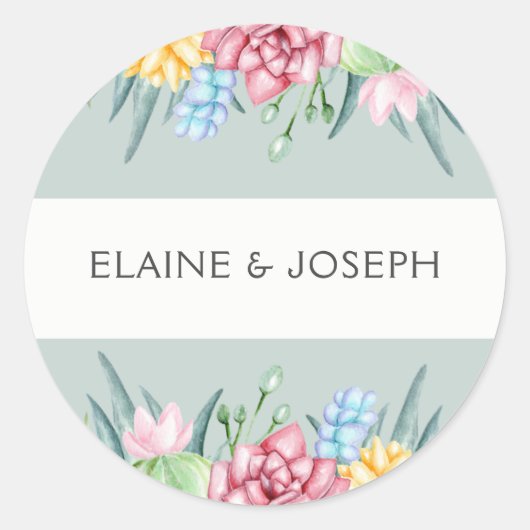Sticker Rond Cactus rustique Succulent Rose Floral (Devant)