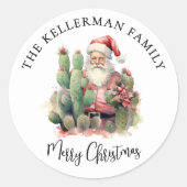 Sticker Rond Cactus Santa Christmas (Devant)