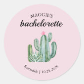 Sticker Rond Cactus Succulent Désert Bachelorette Favoriser (Devant)