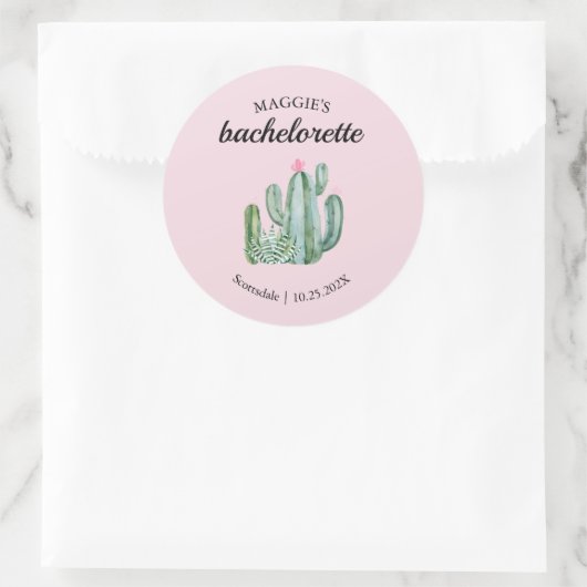 Sticker Rond Cactus Succulent Désert Bachelorette Favoriser (Sac)