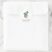 Sticker Rond Cactus Succulent Rustique minimaliste Mariage (Sac)