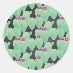 Sticker Rond Cactus succulents mignons   Ménages Aquarellés