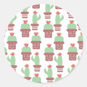 Sticker Rond Cactus succulents mignons   Motif de plantes ménag
