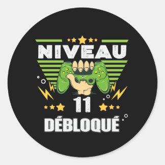 Sticker Rond Cadeau 11 ans Anniversaire Gamer Niveau 11