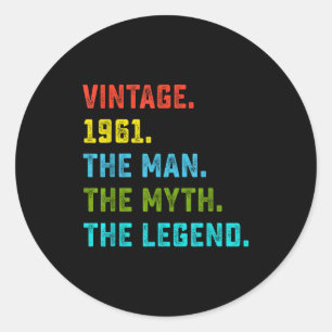Sticker Rond Cadeau 65e anniversaire homme mythe légende né en