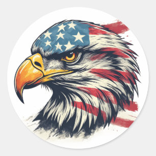 Sticker Rond Cadeau Aigle Vétéran – Drapeau Américain Design