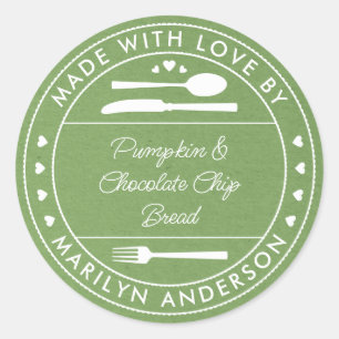 Sticker Rond Cadeau Alimentaire en Papier Kraft Vert Fabriqué a