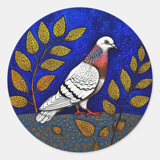 Sticker Rond Cadeau amateur de la nature colombophile, animal d (Devant)