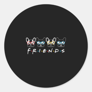 Sticker Rond Cadeau Amies Françaises Bulldog Lover