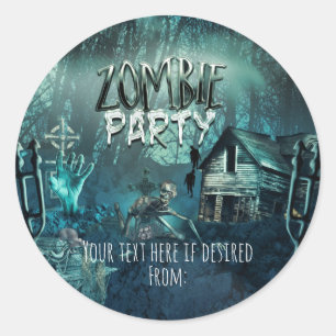 Sticker Rond Cadeau amusant pour fête d'anniversaire de zombies