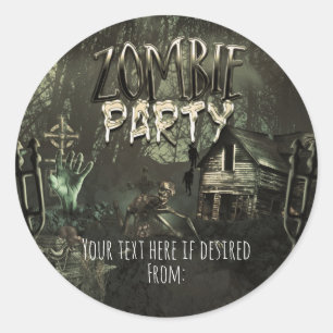 Sticker Rond Cadeau amusant pour fête d'anniversaire de zombies