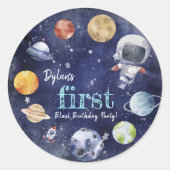 Sticker Rond Cadeau Anniversaire de enfant Galaxy Planet (Devant)