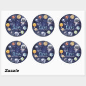 Sticker Rond Cadeau Anniversaire de enfant Galaxy Planet (Feuille)